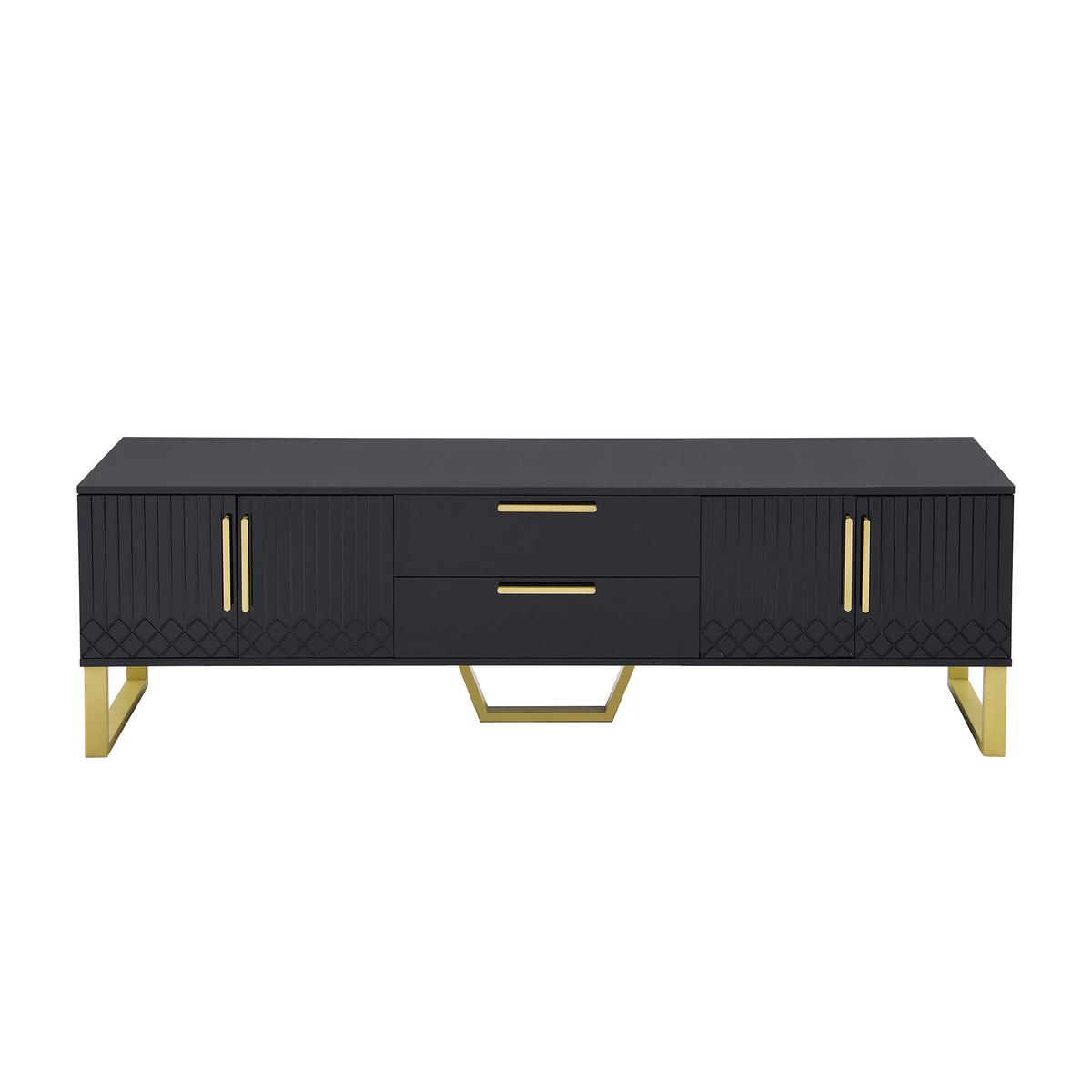 TV-SCHRANK 170 cm in Schwarz Hochglanz & Gold - Weiß, Holzwerkstoff (170/54/40cm) - Urban Meuble