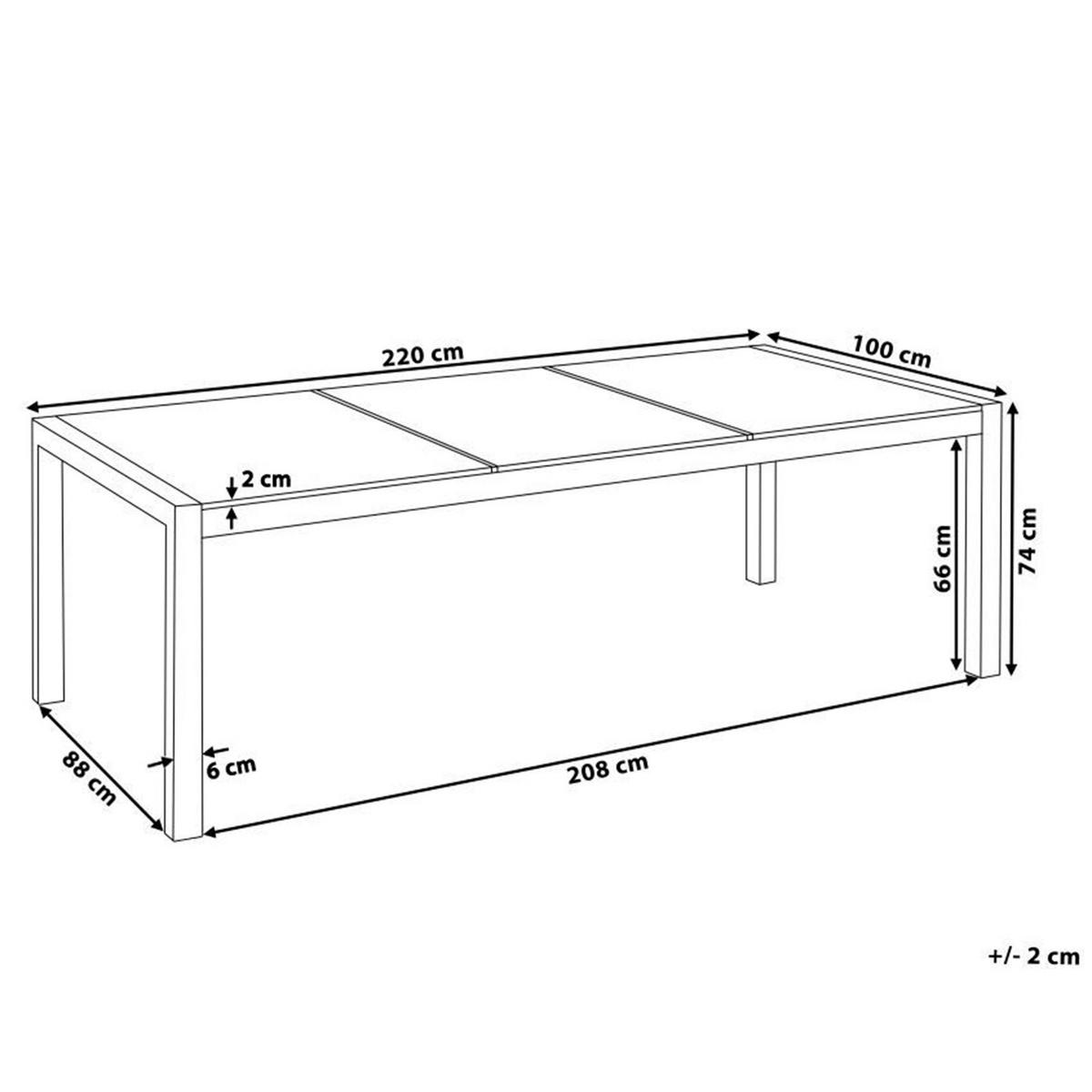 GARTENTISCH Edelstahl/Naturstein schwarz poliert 220/100 cm Grosseto - Silberfarben/Schwarz, Stein (220/100/74cm) - Beliani