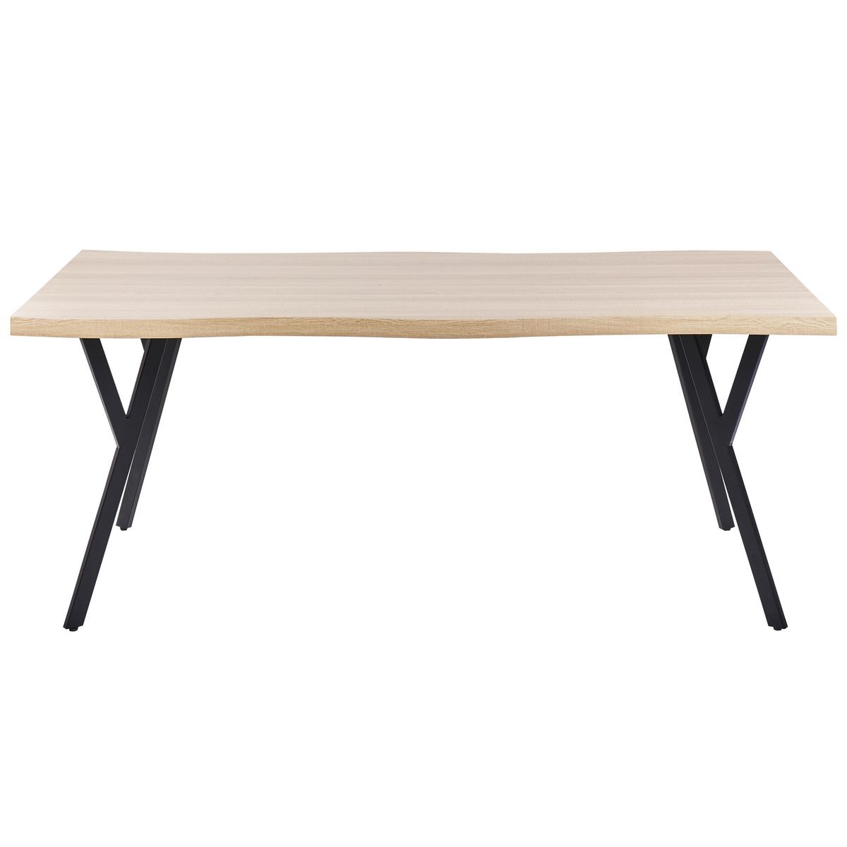 ESSTISCH heller Holzfarbton/schwarz 180/90 cm Alton - Hellbraun/Schwarz, Holzwerkstoff (180/90/76cm) - Beliani