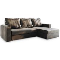 ECKSOFA CARL Grau Plüsch-Stoff mit Schlaffunktion - Grau, Holz/Kunststoff (236/150cm) - MASSENO