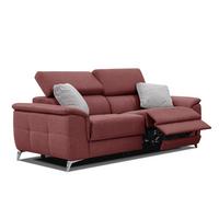 SOFA PLAUEN 3-Sitzer mit 2 Relaxfunktionen, bordeaux - Bordeaux/Silberfarben, Holzwerkstoff/Textil (214/83/105cm) - Wozimo