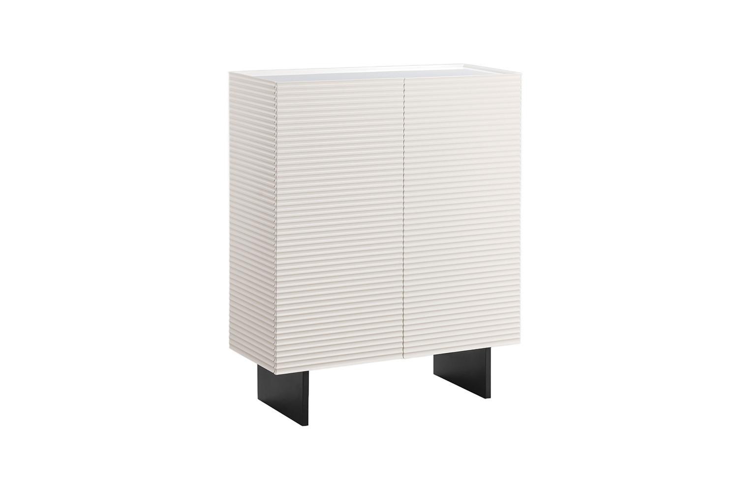 HIGHBOARD LYNN Weiß Holz - Schwarz/Weiß, Holzwerkstoff/Metall (100/120/40cm) - KAWOLA