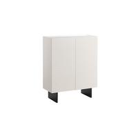HIGHBOARD LYNN Weiß Holz - Schwarz/Weiß, Holzwerkstoff/Metall (100/120/40cm) - KAWOLA