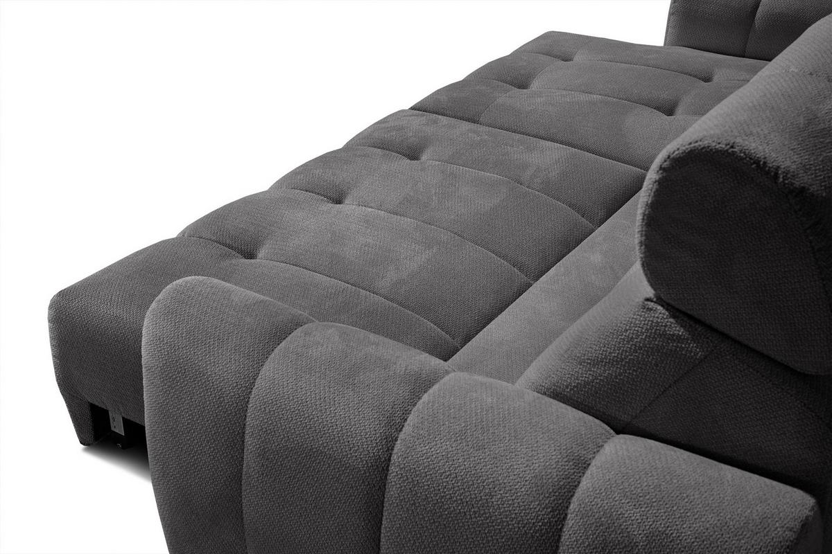 ECKSOFA KIMI 3-Sitzer, ausziehbarer Sitz, verstellbare Kopfstützen, dunkelgrau - Anthrazit/Schwarz, Holzwerkstoff/Textil (270/160cm) - Wozimo