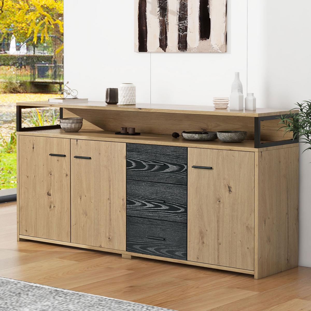 SIDEBOARD Holzeffekt 150/35/75,9 cm - Braun, Holzwerkstoff/Metall (35/76/150cm) - Urban Meuble