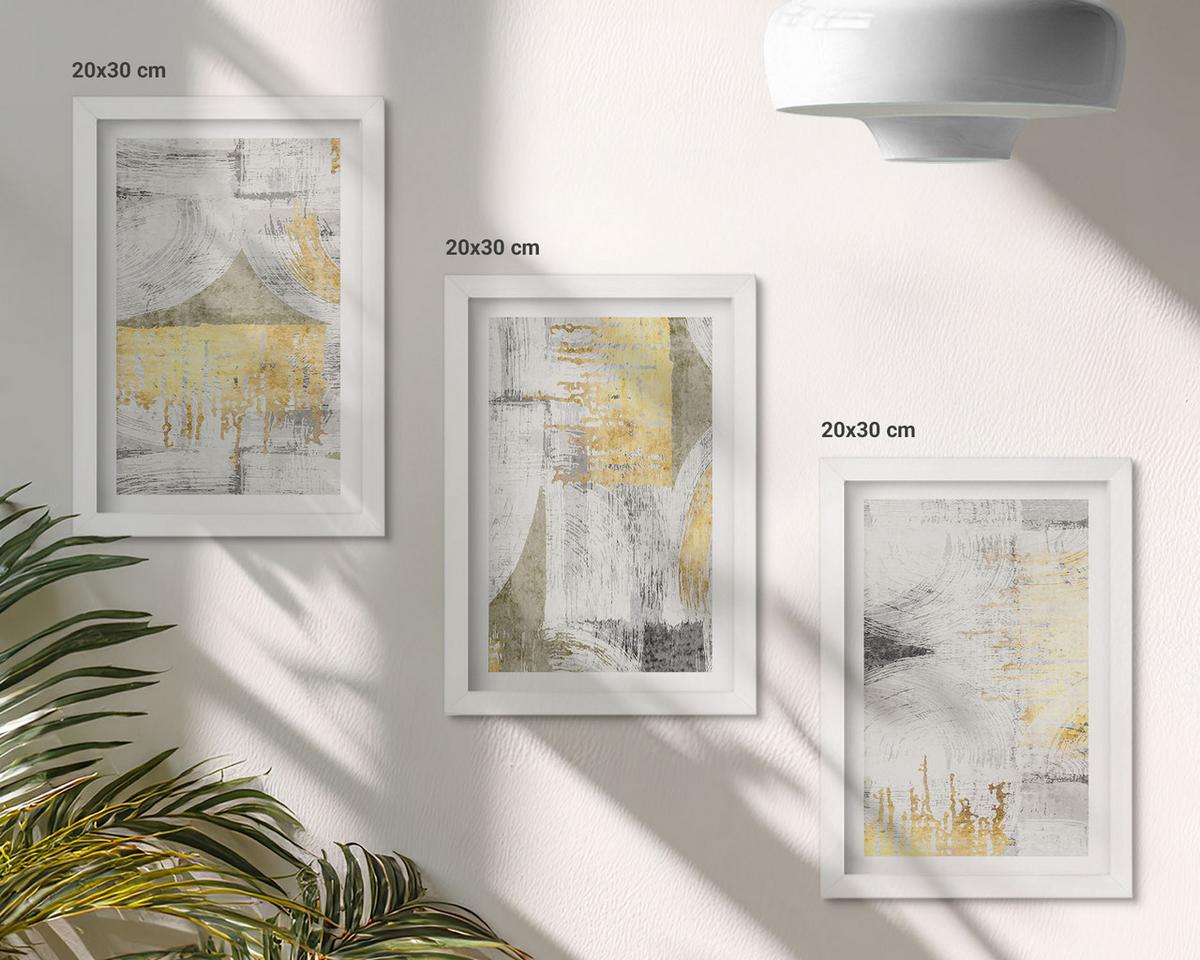 BILDER SET 3er Set - 20x30 cm Weißer Rahmen - Abstrakte modische Malereimuster - Weiß, Kunststoff (20/30cm) - TULUP
