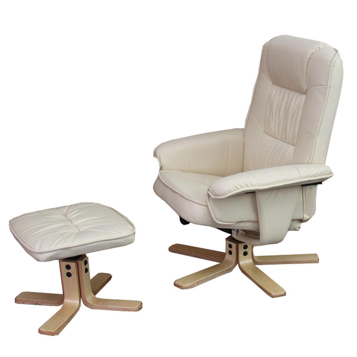 RELAXSESSEL MIT HOCKER Beige - Beige, Textil (80/100/105cm) - MCW