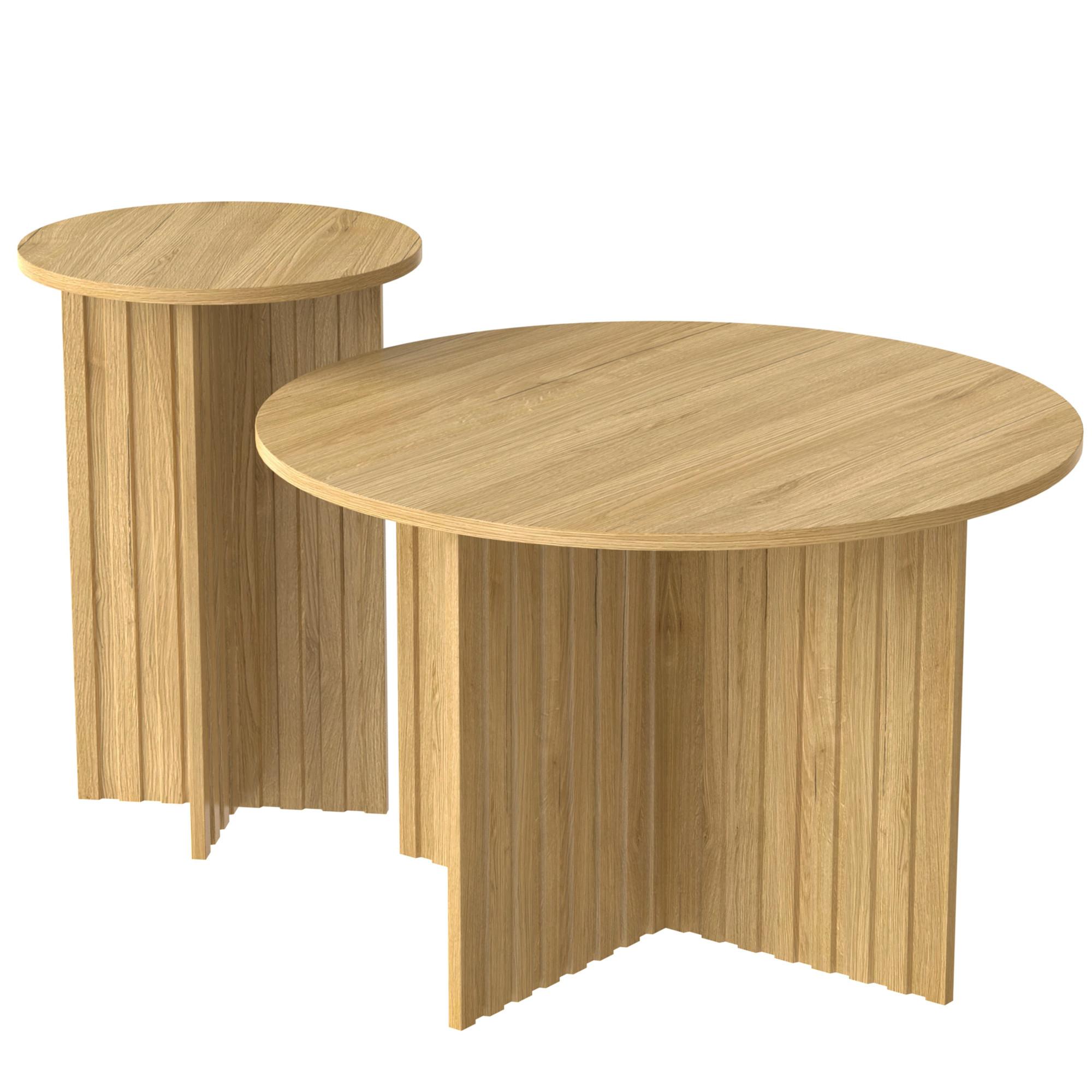 COUCHTISCH-SET 2 teilig in Natur-Optik Runde Satztische im Scandi-Design - Naturfarben, Holzwerkstoff (76/76/50cm) - Urban Meuble