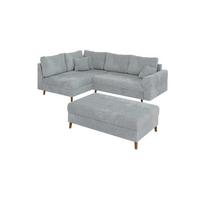 ECKSOFA inkl. Hocker Sigurd Hellgrau Chenille - Ottomane links - Hellgrau/Braun, Holz/Textil (231/161cm) - S-Style Möbel