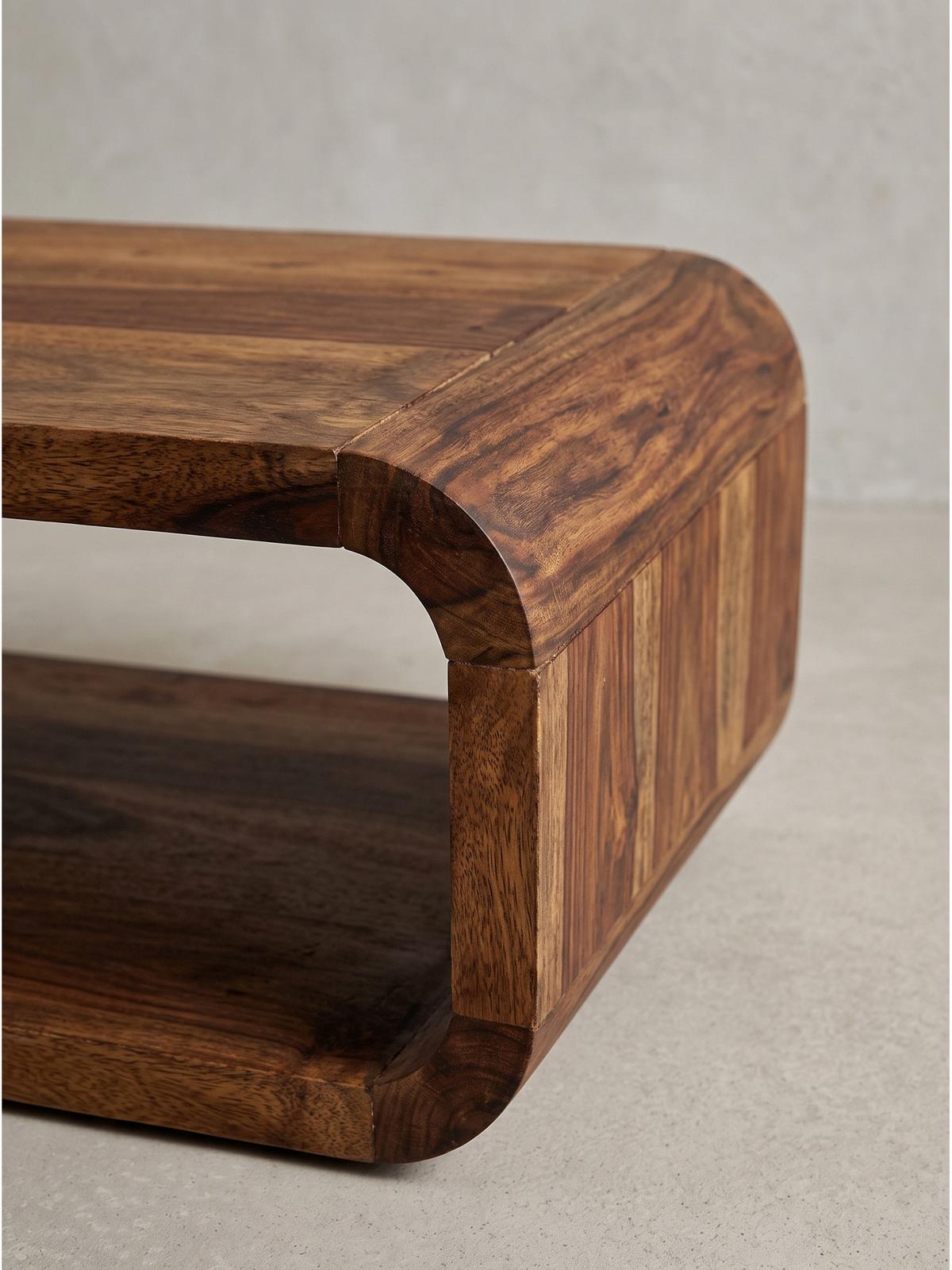 COUCHTISCH TROPEA, Dunkles Massivholz, mit Stauraum, 100 x 40 x 45 cm - Schwarz/Braun, Holz/Metall (40/100/45cm) - KADIMA DESIGN