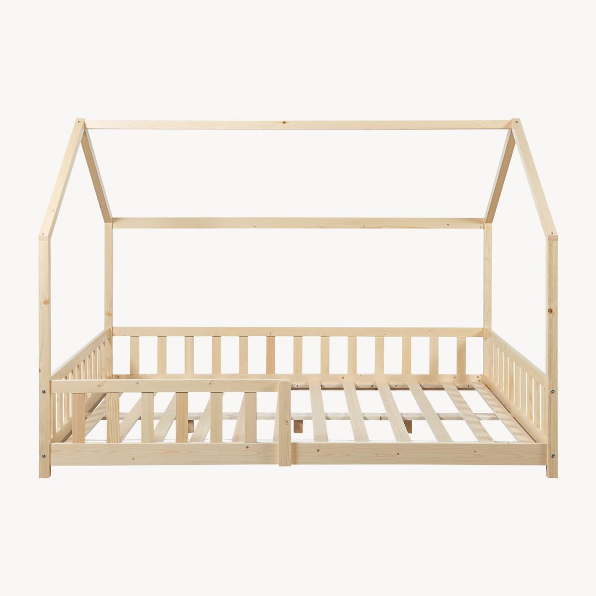 HAUSBETT Hesel - Naturfarben, Holz (120/200cm) - [en.casa]
