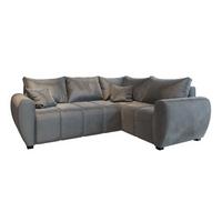 ECKSOFA MADISON L R-S Hellgrau Plüsch-Stoff mit Schlaffunktion - Hellgrau/Schwarz, Holz/Kunststoff (235/175cm) - MASSENO