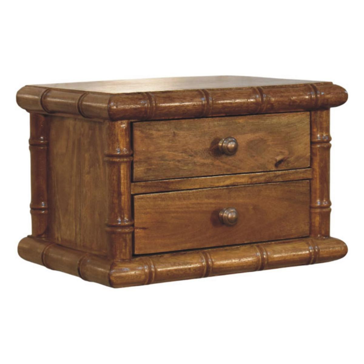 NACHTKASTEN mit Amber Oak Finish, 2 Schubladen - Beige, Holz (44/8.5/32cm) - Artisan Furniture