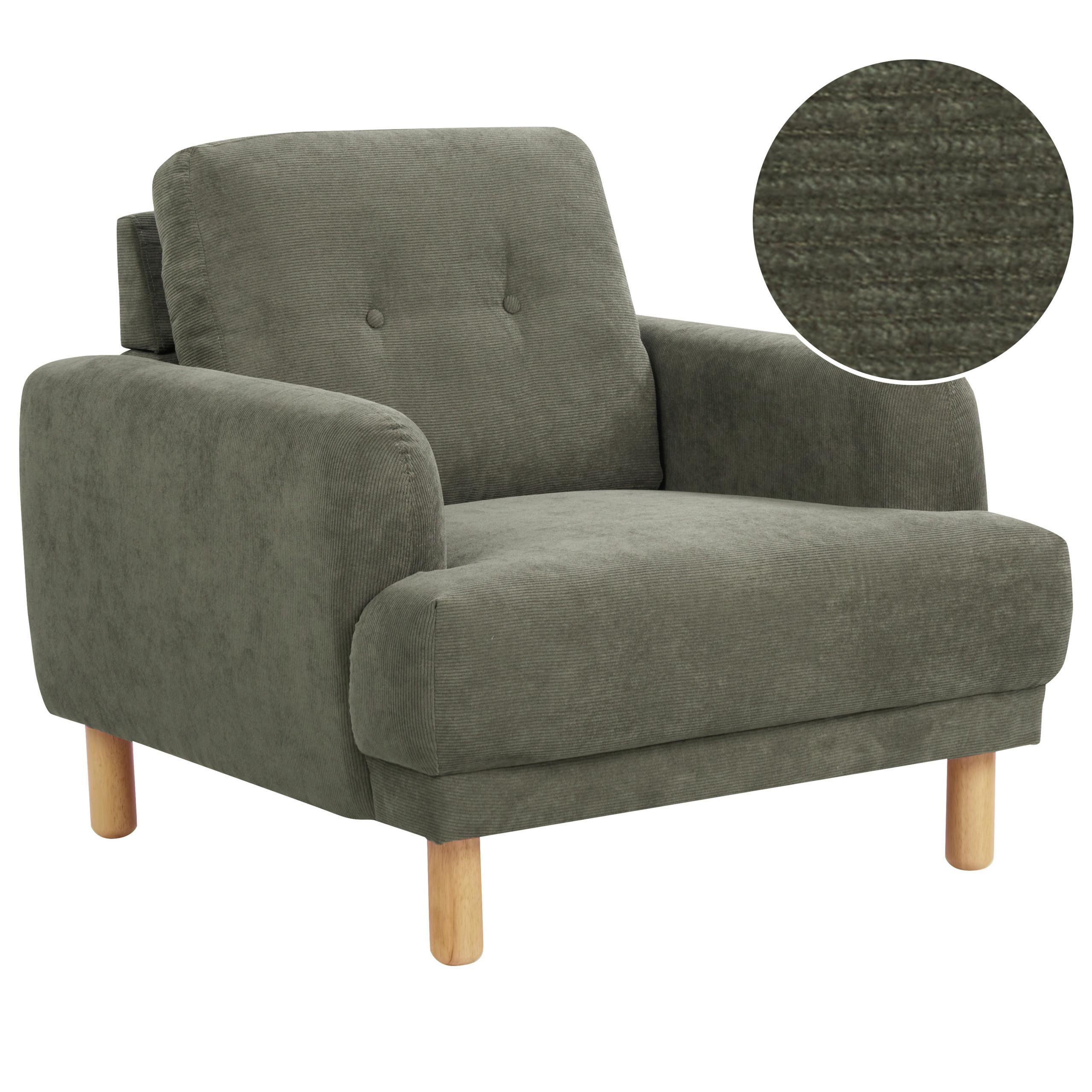 SESSEL Dunkelgrün Tuve - Hellbraun/Grün, Textil (88/85/90cm) - Beliani