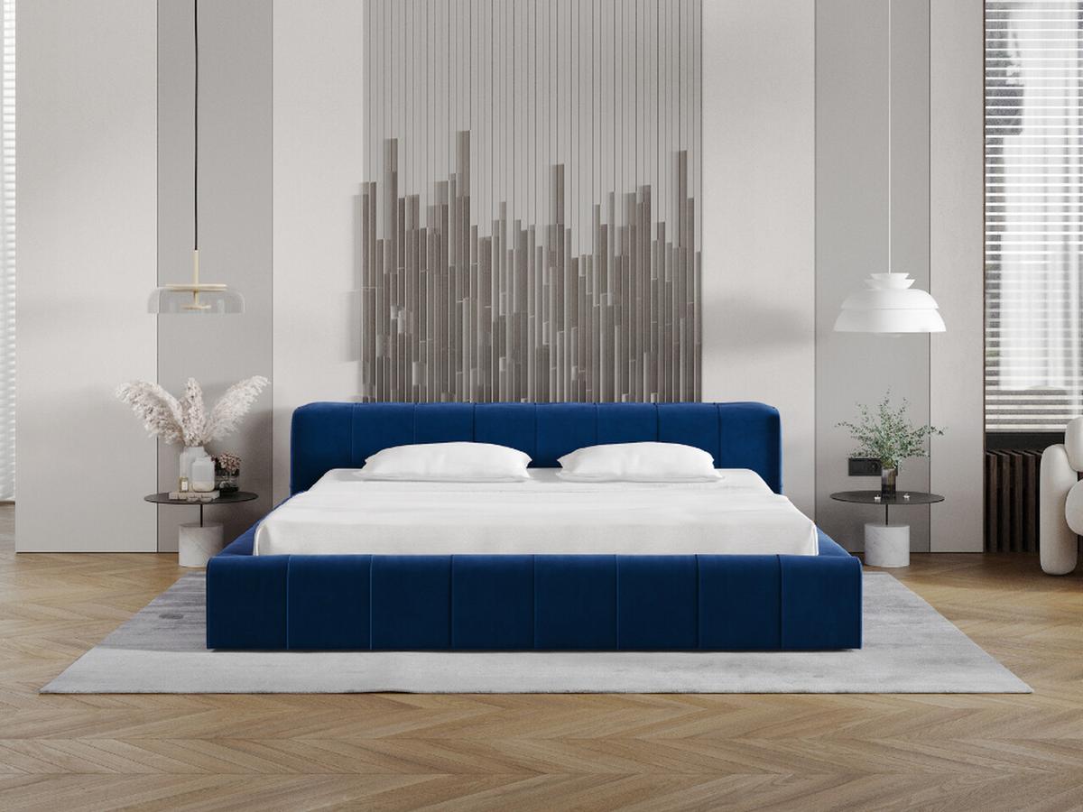 POLSTERBETT Lipari 140x200 Blau - Blau/Naturfarben, Holz/Textil (140/200cm) - Graingold