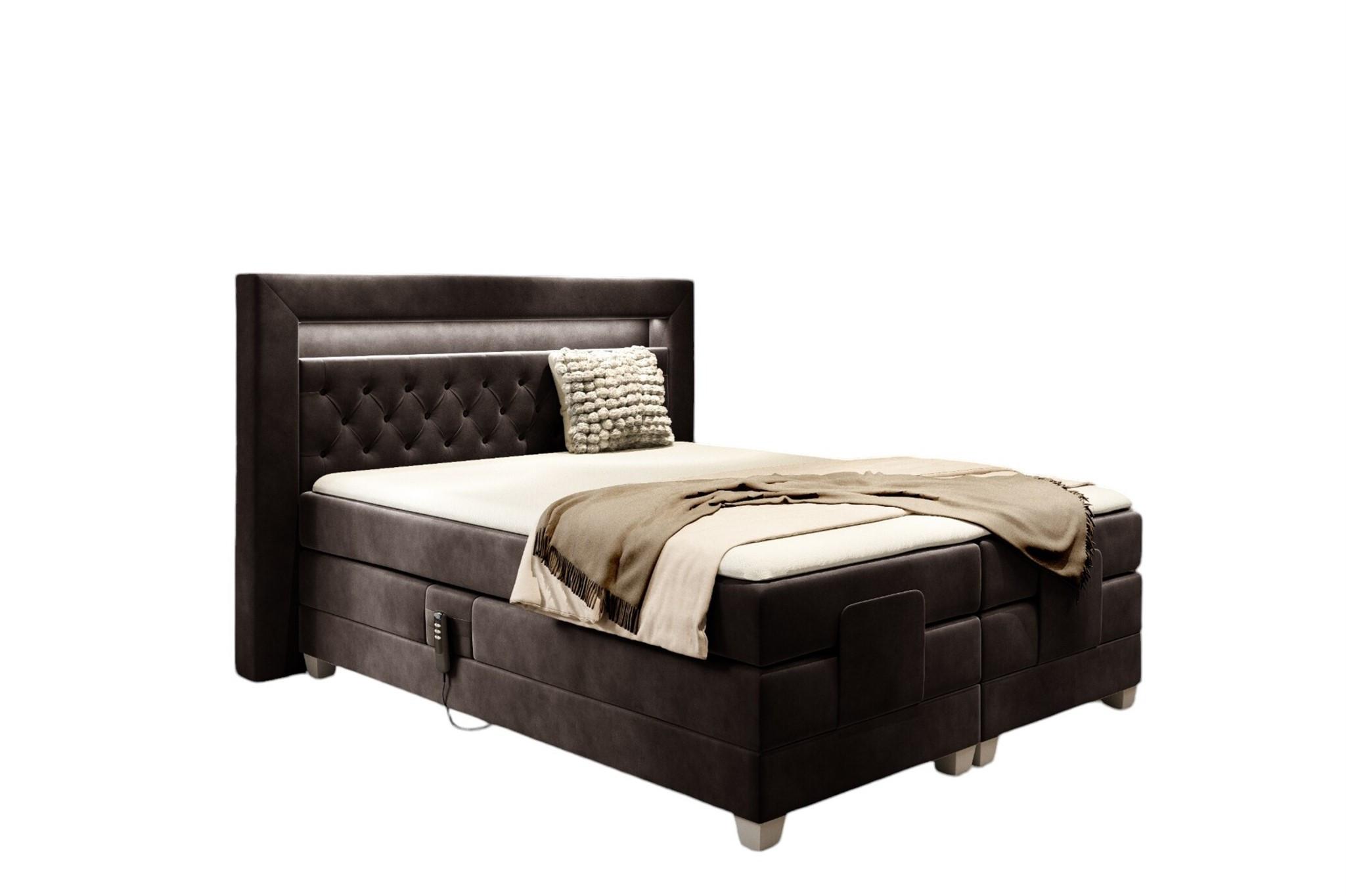 BOXSPRINGBETT Bett Elektrisch Armando - Dunkelbraun, Holzwerkstoff/Textil (140/200cm) - Fun Möbel