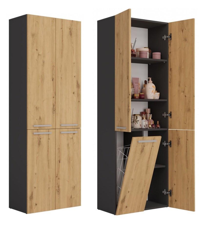 BADEZIMMERSCHRANK Anthrazit, Artisan 60/174/30 - Anthrazit, Holzwerkstoff (60/174/30cm) - RAUMHIRSCH FURNITURE