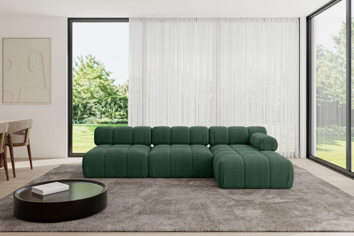 ECKSOFA modulares Sofa Razon-L2 - 285x160x70 cm Grün Cord - Grün, Holzwerkstoff/Textil (285/160cm) - ALTDECOR