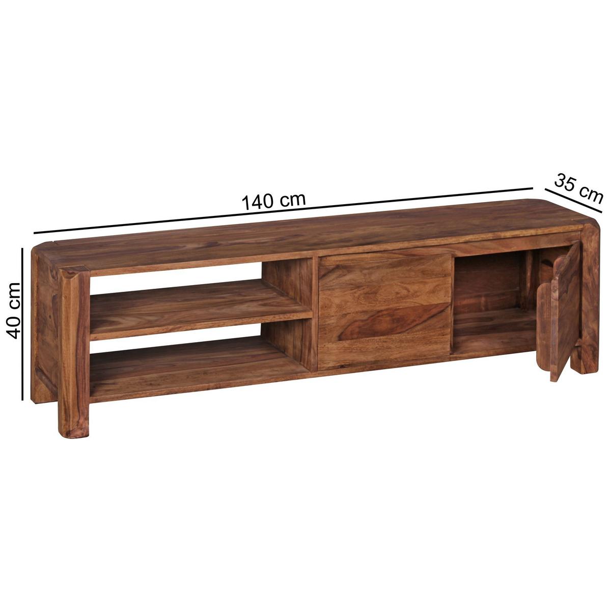 TV-LOWBOARD Massivholz, 4 Füße, viel Stauraum, Braun 140x35x40 cm - Braun, Holz (140/40/35cm) - KADIMA DESIGN