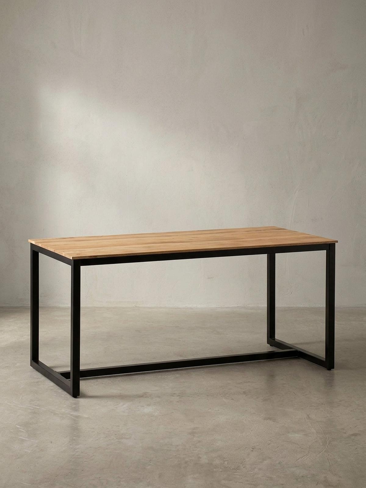 ESSTISCH Massivholz Metall Rechteckig Loft-Stil, Akazie 200x100x76 cm - Schwarz/Akaziefarben, Holz/Metall (100/200/76cm) - KADIMA DESIGN