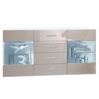 SIDEBOARD Carlos Sandgrau Hochglanz - Sandfarben, Holzwerkstoff (139/72/35cm) - Vladon