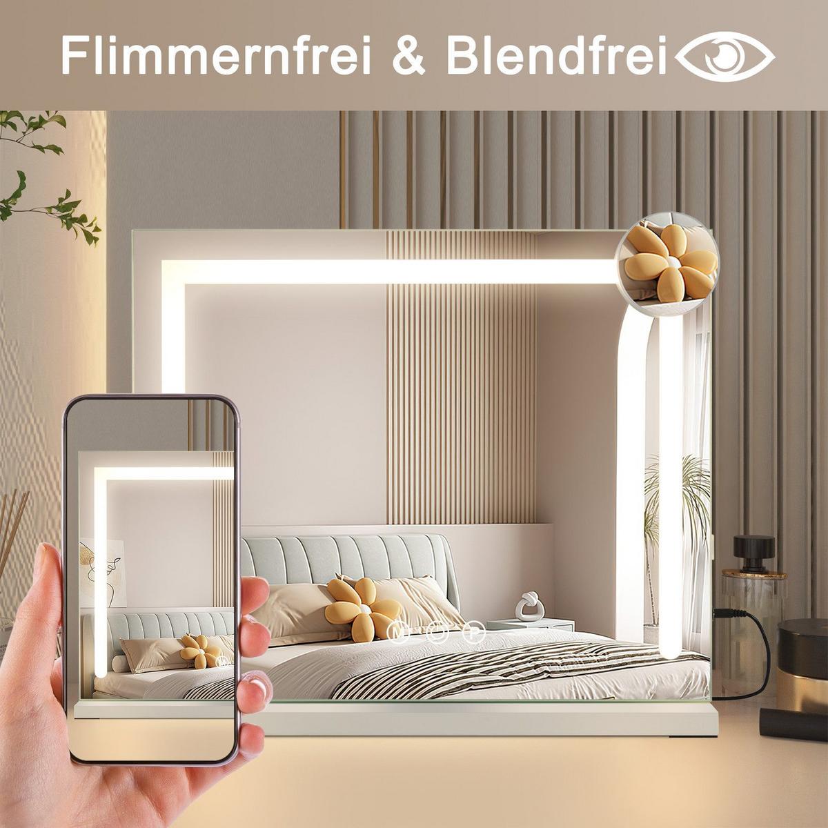 SCHMINKSPIEGEL Francis 50/12/40 cm - Weiß, Glas (50/40/12cm) - Nettlife