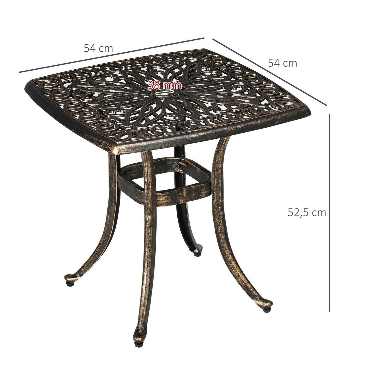 GARTEN BEISTELLTISCH, Bronze, Aluminium - Bronzefarben, Metall (54/54/52.5cm) - Outsunny
