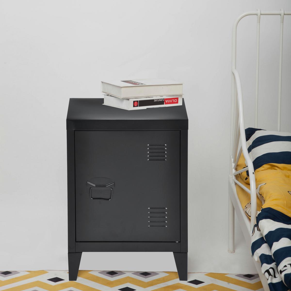 NACHTSCHRANK-SET 2 TLG. Inari - Schwarz, Metall (40/57/30cm) - [en.casa]