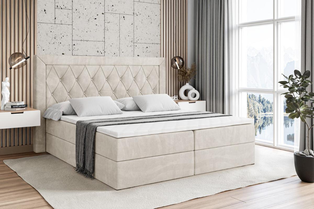 BOXBETT mit H4-Matratze und Lattenrost - NOEL - 180x200 Ecru - Ecru, Holzwerkstoff (180/200cm) - ALTDECOR