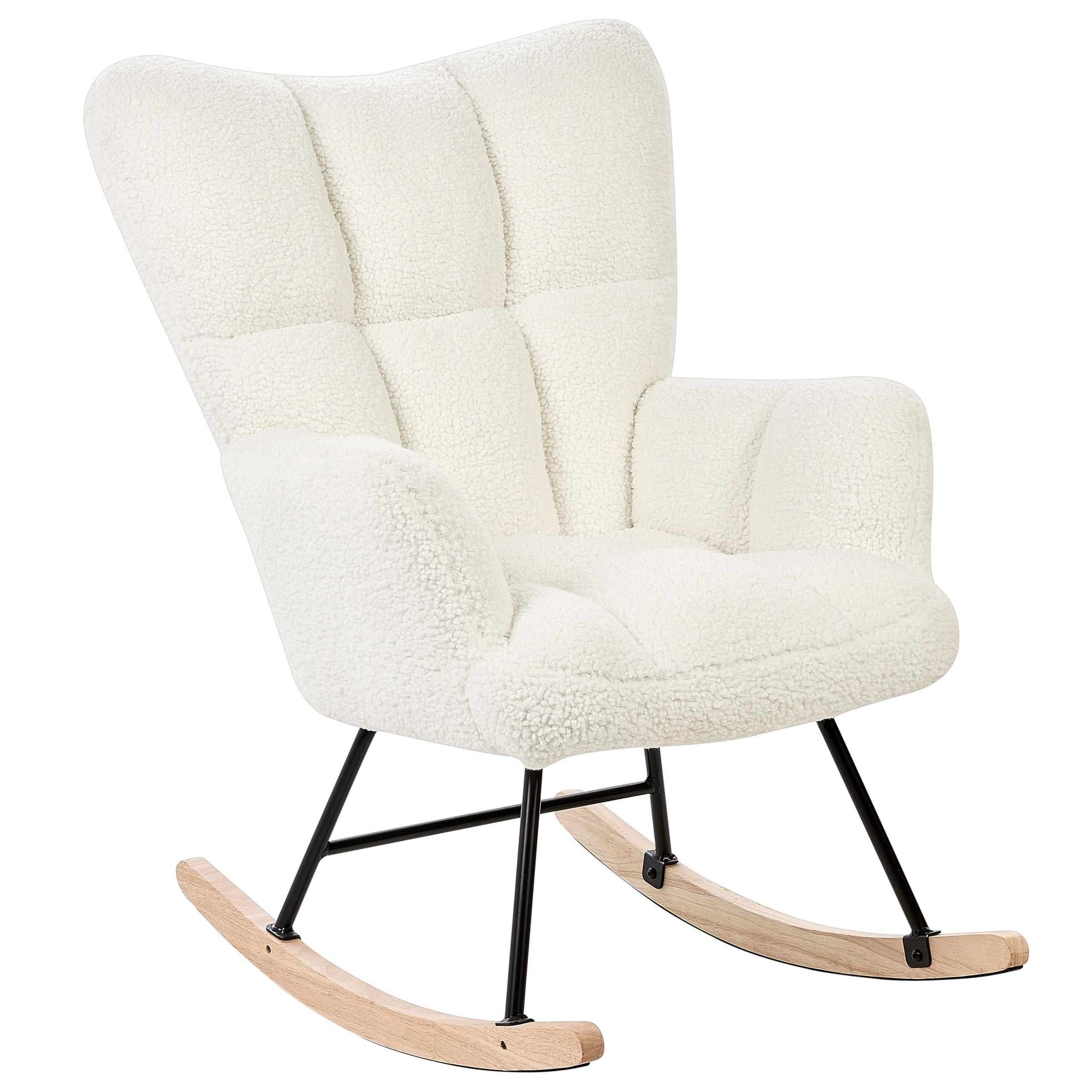 SCHAUKELSESSEL Bouclé Weiß Oulu - Weiß, Textil/Metall (71/108/83cm) - Beliani