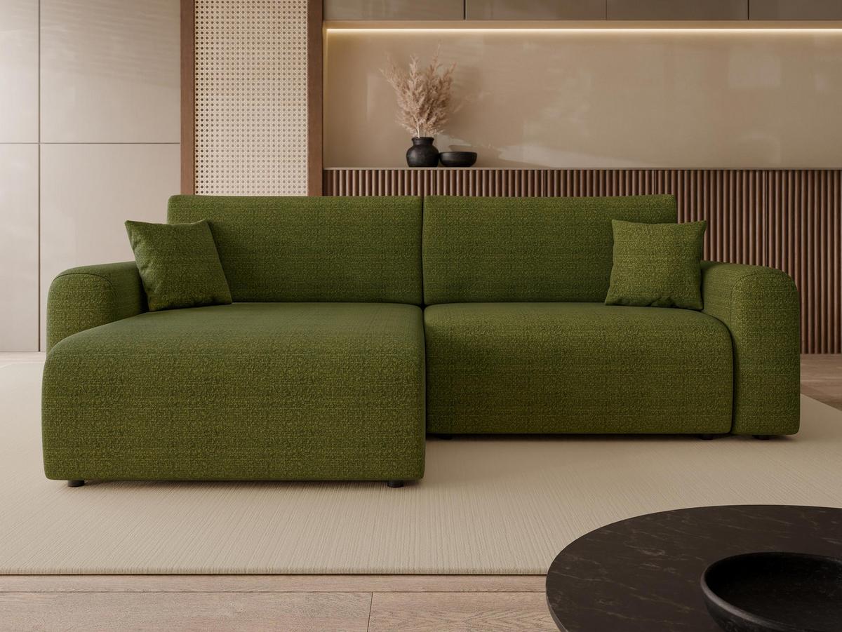 ECKSOFA Floryn L - Schwarz/Grün, Holz/Kunststoff (245/145cm) - MIRJAN24