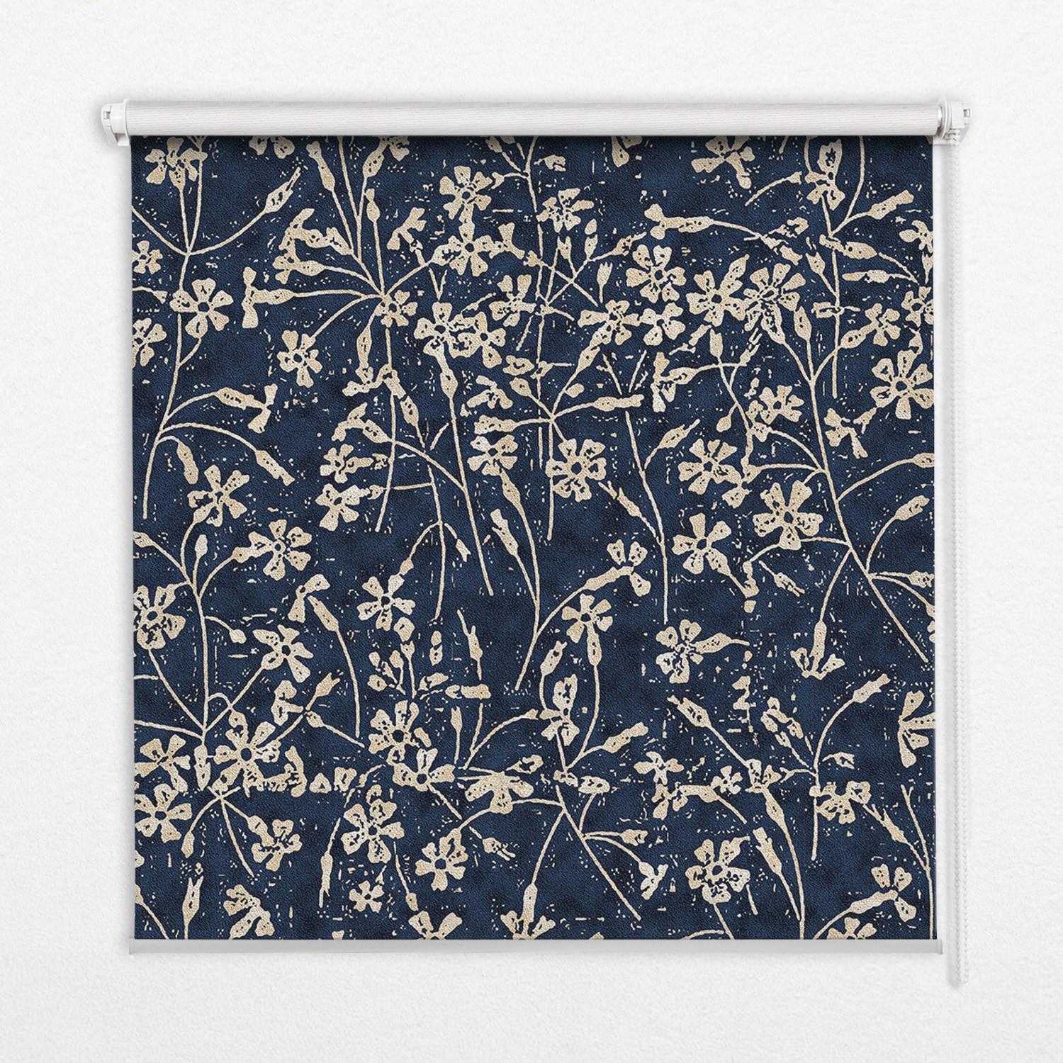 INNENROLLO - Fensterrollo - Rollo - 120x140 cm - Blumen - Blau, Kunststoff (120/140/0.5cm) - TULUP