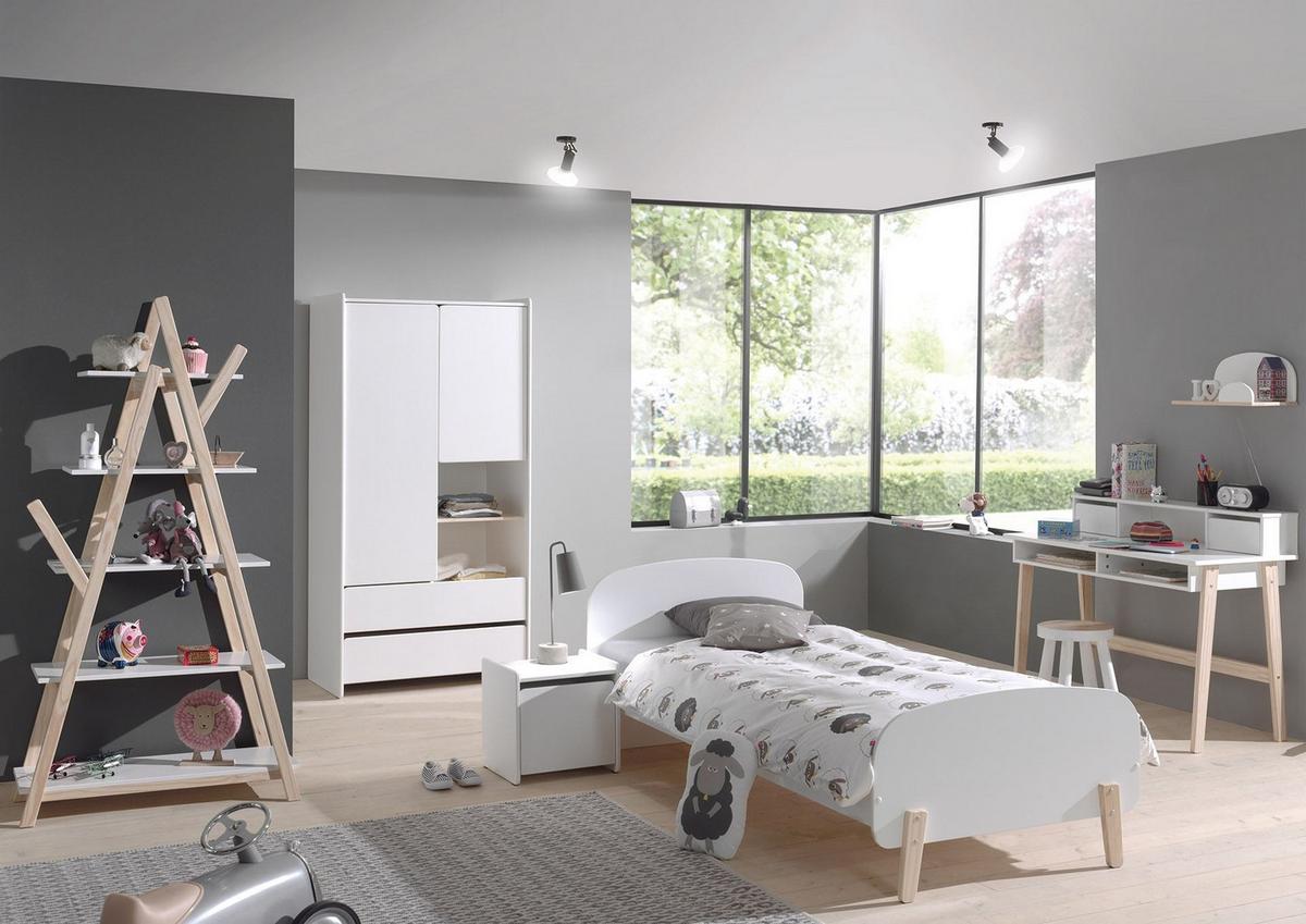 EINZELBETT Karilynn 206x73x95 aus MDF+Massivholz in Weiß - Beige, Holzwerkstoff (90/200cm) - 58aufmkessel