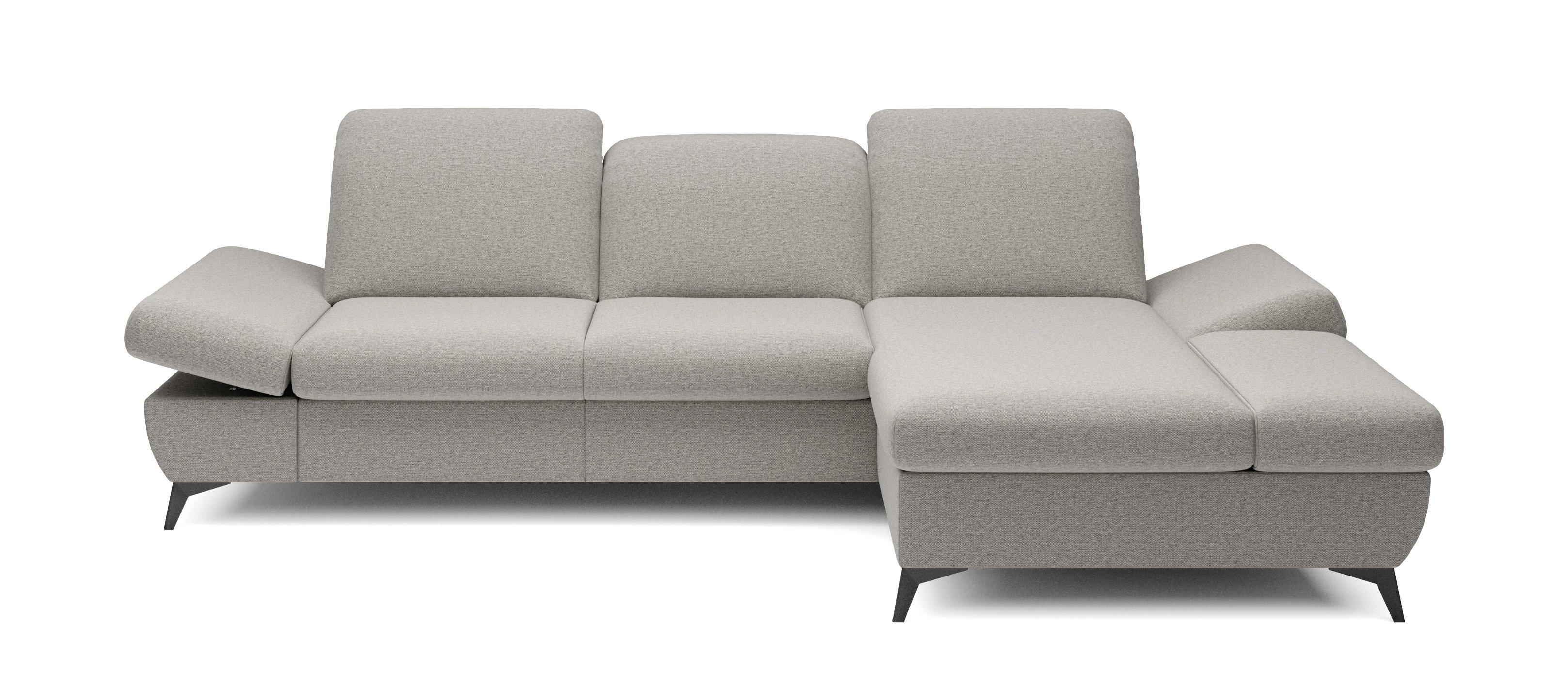 ECKSOFA FELICE R-S Beige Geflochtener Stoff mit Schlaffunktion - Beige, Holz (284/166cm) - MASSENO