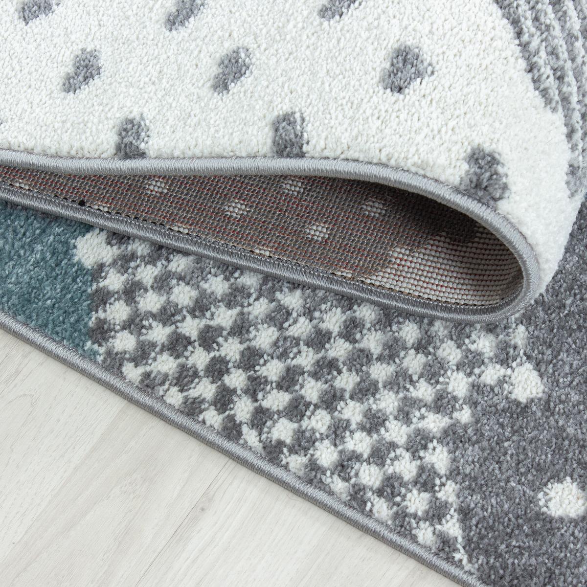 KINDERTEPPICH COGNE, mit Wolken-Motiv, Blau, Ø 120 cm - Blau, Textil (120/120cm) - KADIMA DESIGN