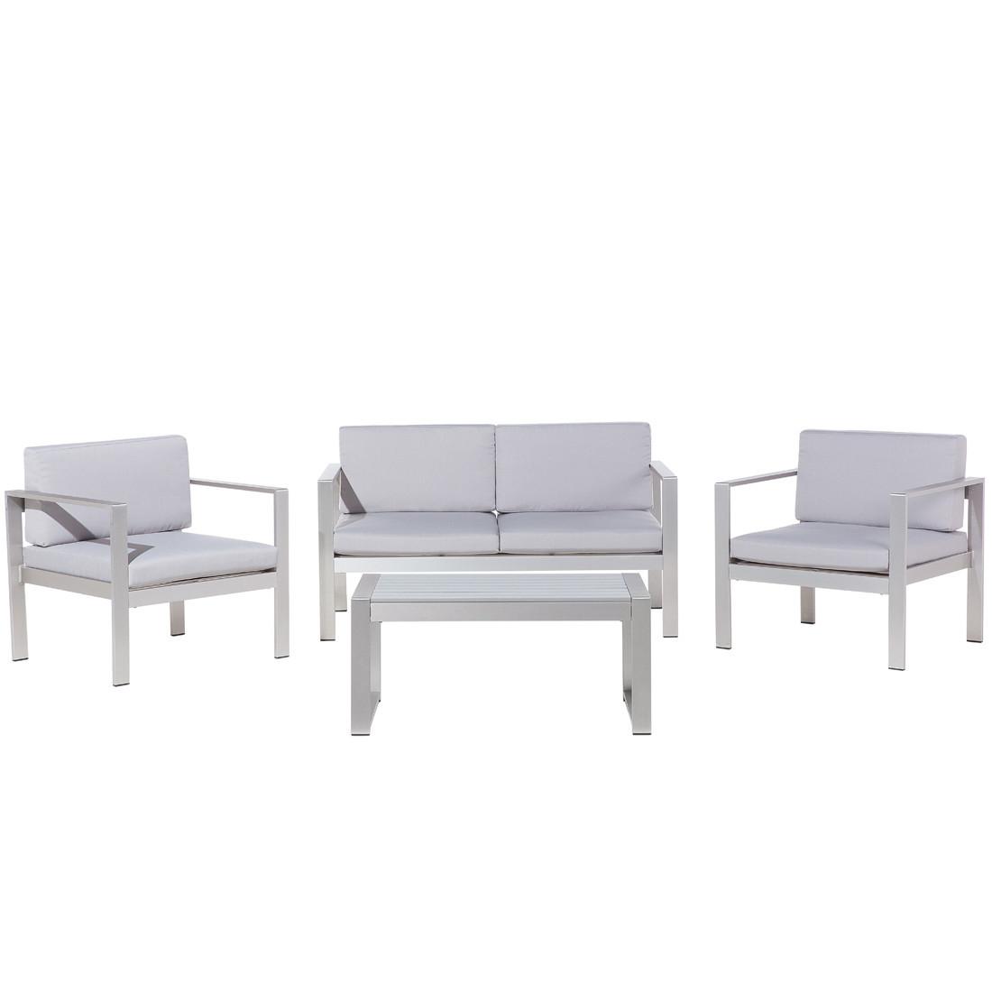 LOUNGE-SET 4-sitzer Aluminium Hellgrau Salerno - Hellgrau, Metall - Beliani