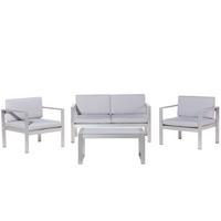 LOUNGE-SET 4-sitzer Aluminium Hellgrau Salerno - Hellgrau, Metall - Beliani