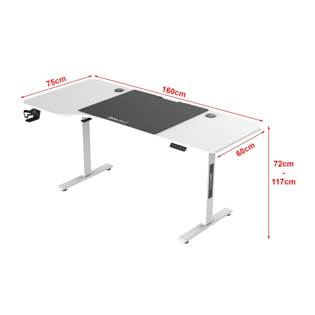 VERSTELLBARER TISCH Stryn - Weiß, Holzwerkstoff/Metall (75/160/117cm) - pro.tec