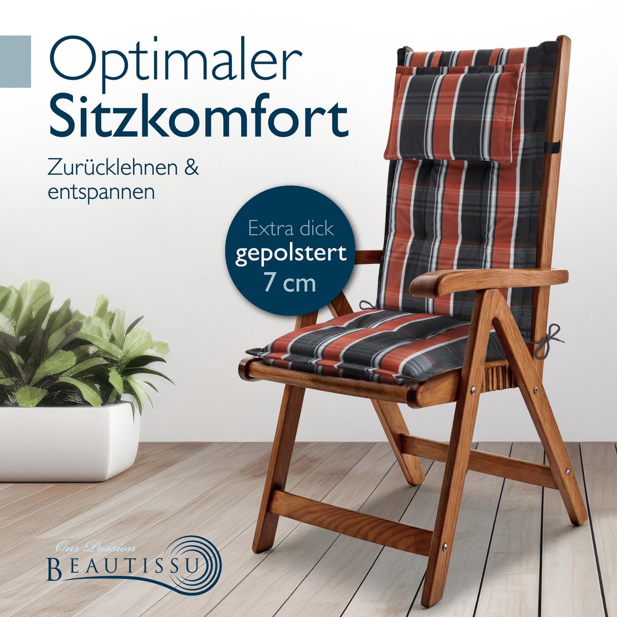 HOCHLEHNER Highlux HL 120x52x7cm Grau-Orange-Weiß-Kariert (4tlg) - Orange, Textil (52/120cm) - Beautissu 