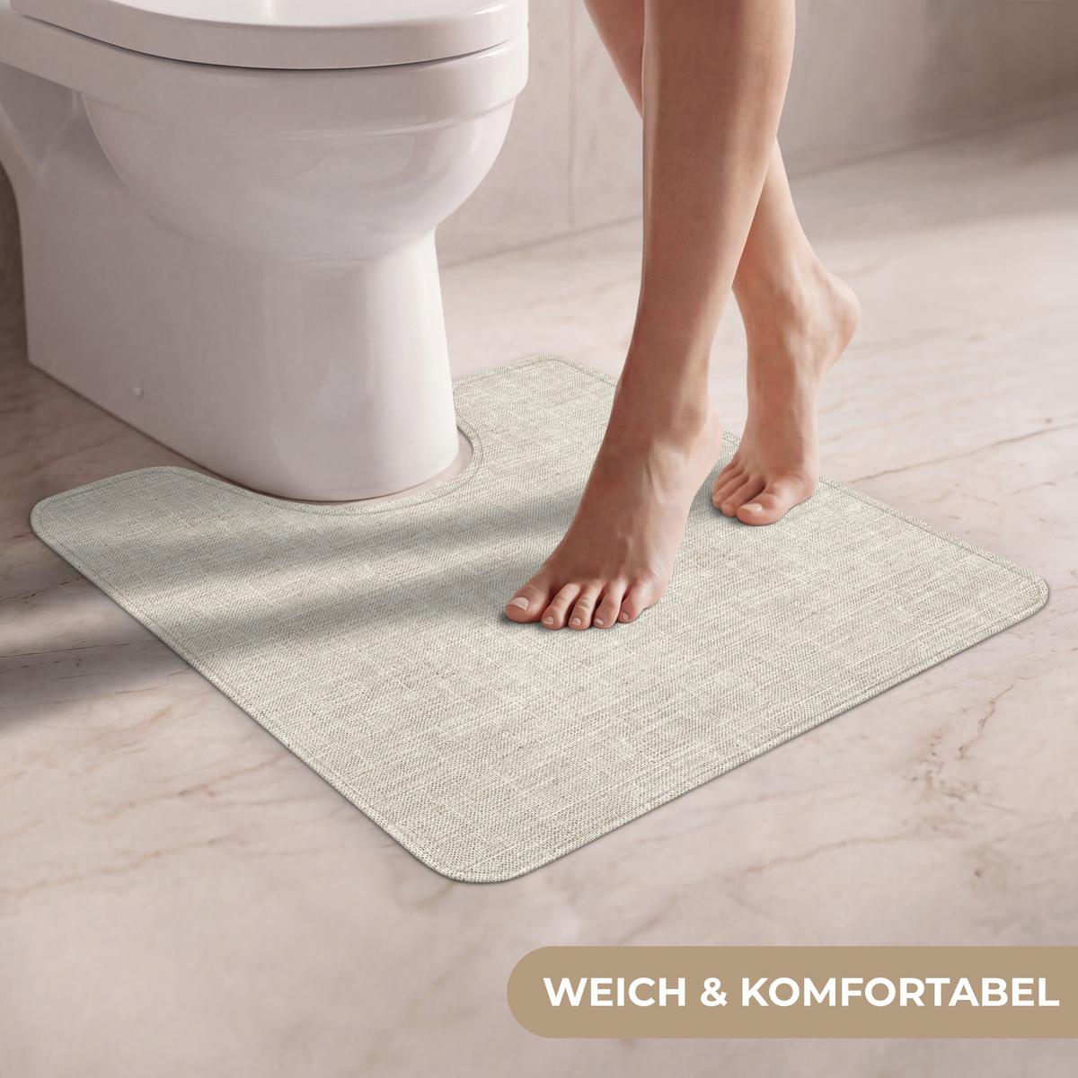 WC-VORLEGER Leinen - Textur - Beige Toilettenvorleger 55x60 cm - Beige, Textil (55/1cm) - OnlyWow
