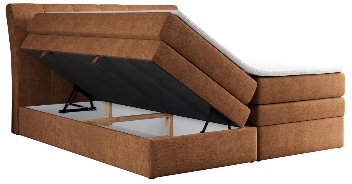 BOXSPRINGBETT GOLD-10 KING 160/200 Orange Struktur - H3 - Orange, Holz/Textil (160/200cm) - MKS