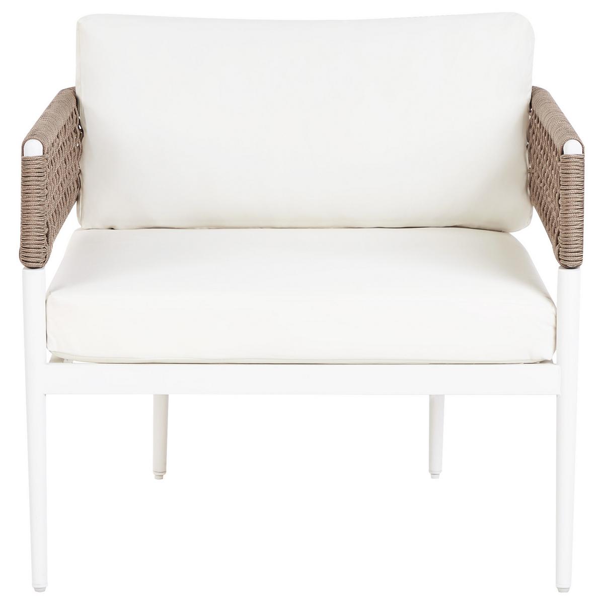LOUNGE-SET 4-sitzer Symmetrisch Aluminium Weiß Serla - Beige/Weiß, Metall - Beliani