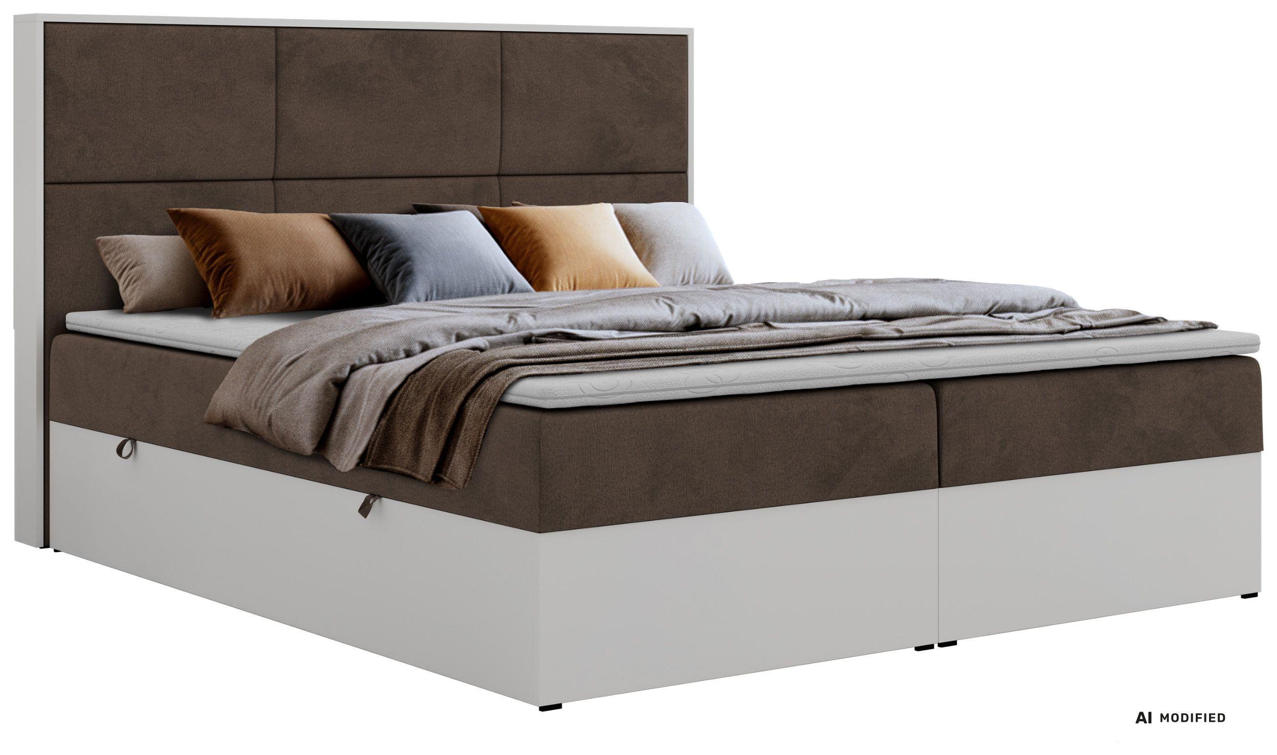 BOXBETT DELVIT 160/200 - Braun Velvet - Topper Visco - H3 - Schwarz/Braun, Kunststoff/Textil (160/200cm) - MKS