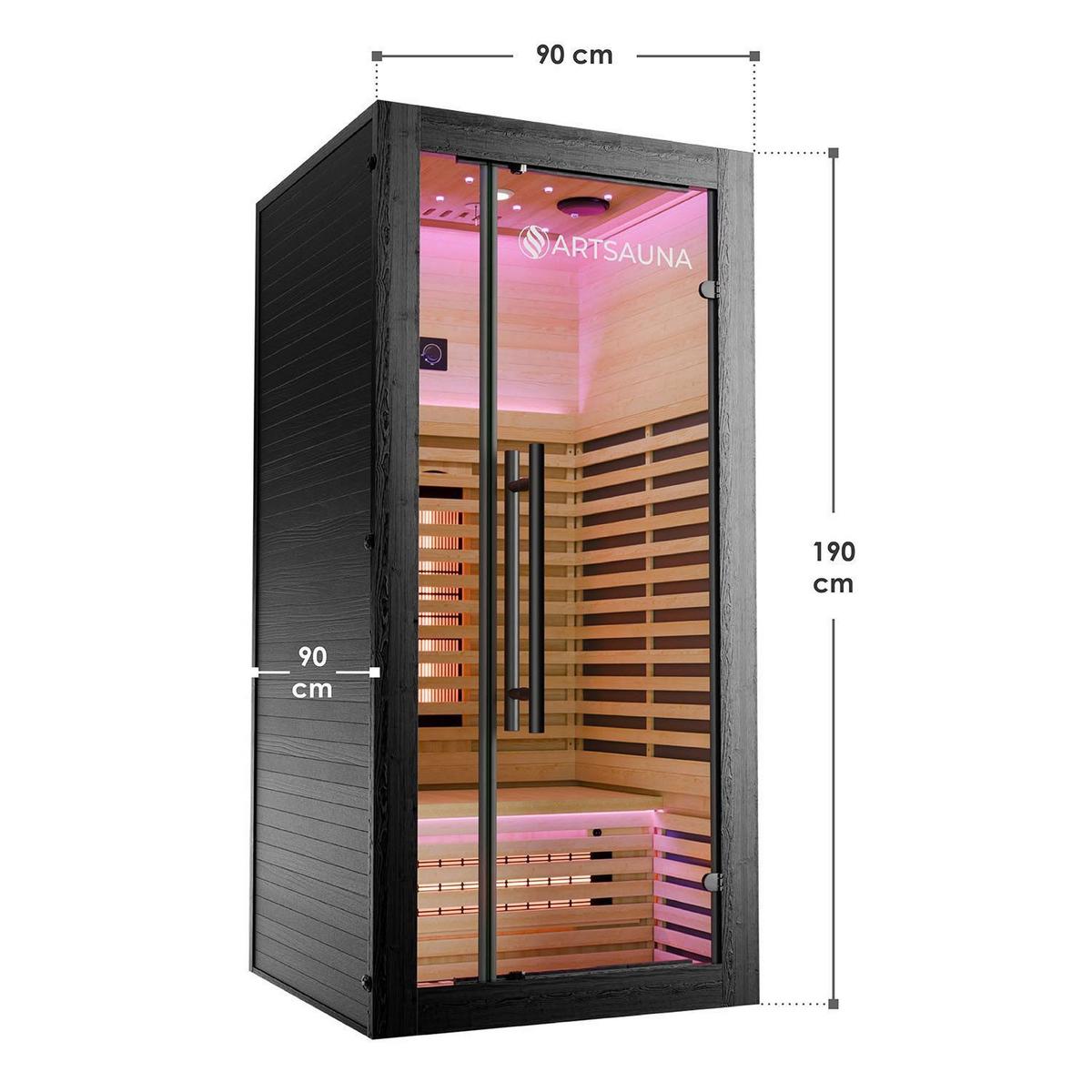 INFRAROTKABINE Trondheim90 natur mit Dual-Technologie & Hemlockholz - Schwarz, Holz (90/190/90cm) - Artsauna
