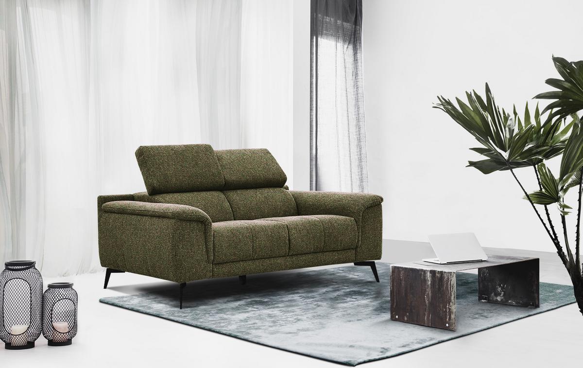 SOFA FIERO 2-Sitzer, olivgrün - Schwarz/Olivgrün, Holzwerkstoff/Textil (170/82/103cm) - Wozimo