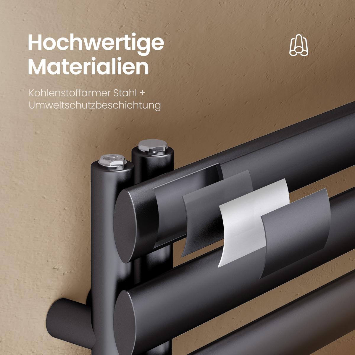 HEIZKÖRPER wasserführend Anthrazit 143/40/6,6 cm - Anthrazit, Metall (40/143/5.6cm) - EMKE