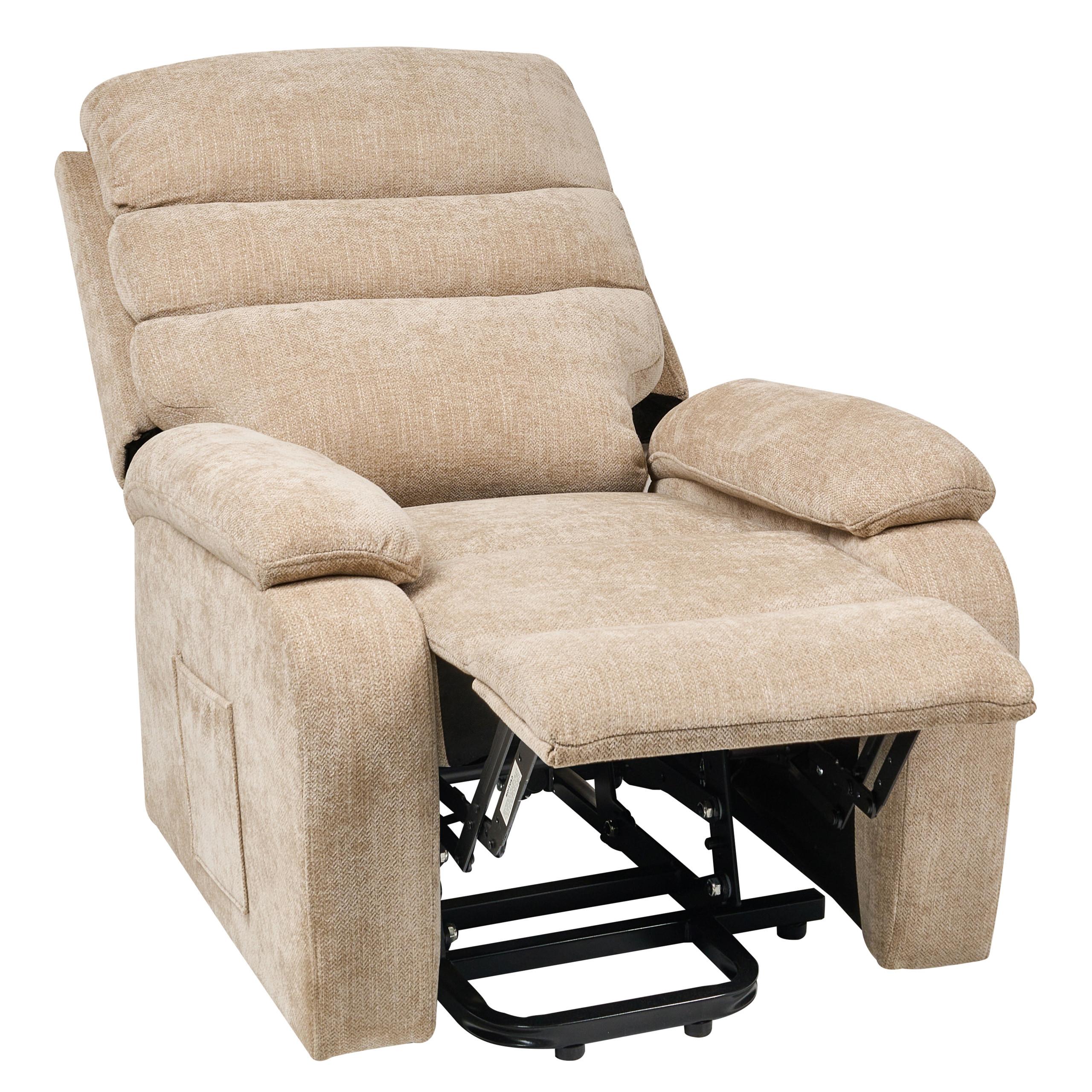 ELEKTRISCHER FERNSEHSESSEL mit Fußstütze Stoff Beige Rise - Beige, Textil (80/105/91cm) - Beliani