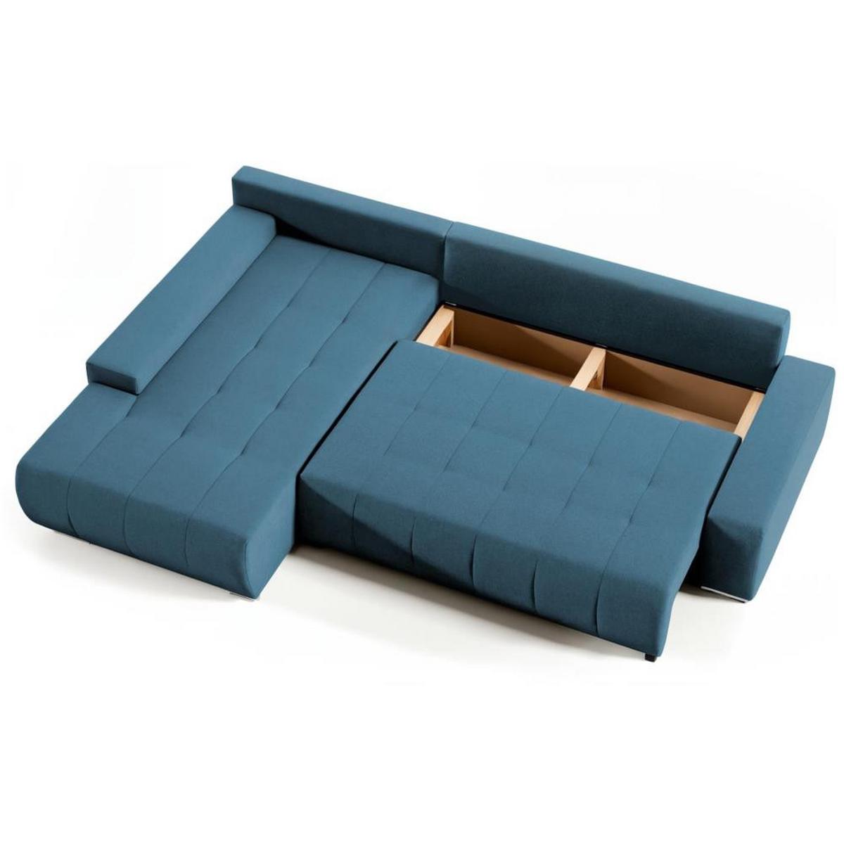 ECKSOFA Draco L blau links - Blau/Chromfarben, Textil/Metall (267/186cm) - Beautysofa