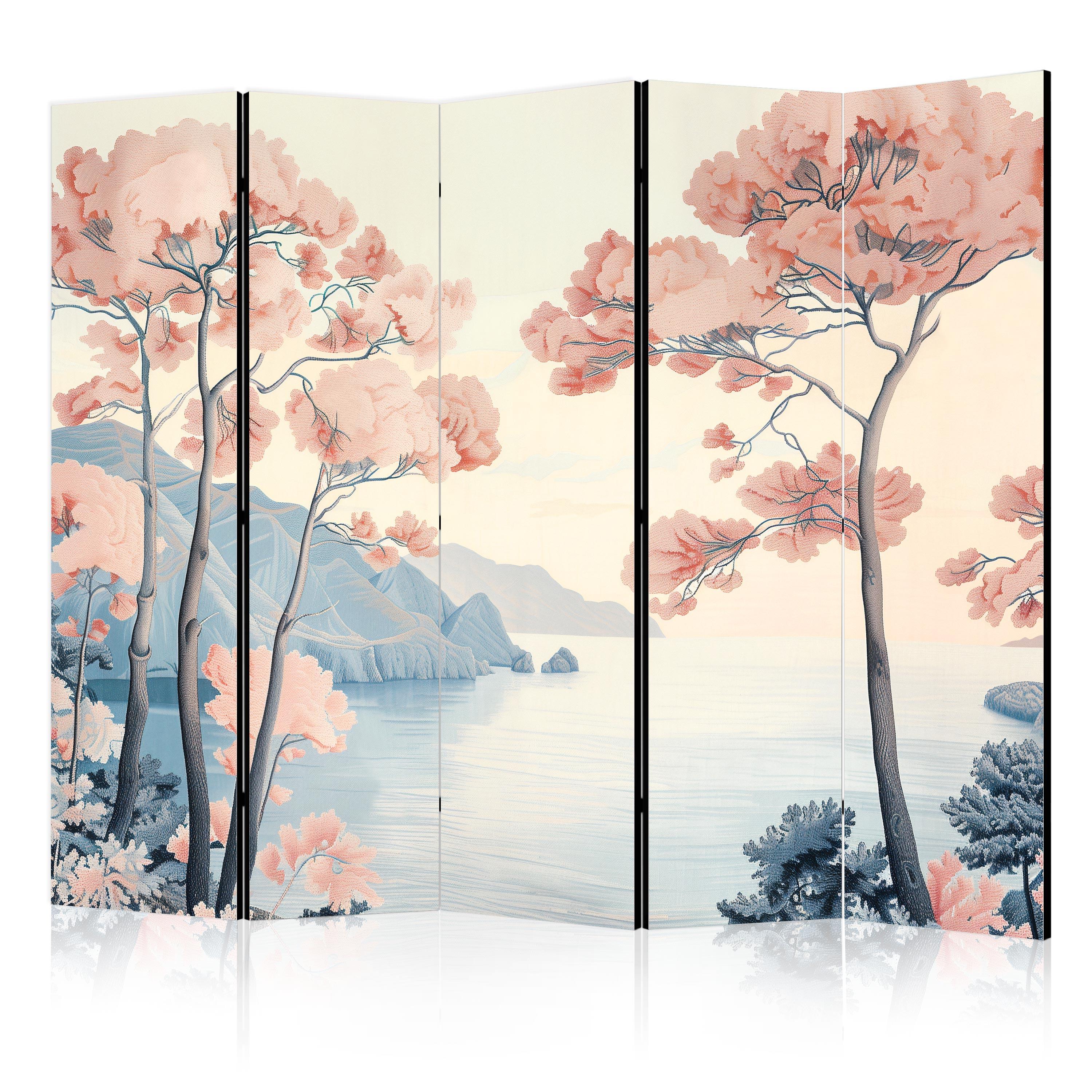 PARAVENT Beidseitig Bedruckter 5-tlg 225x172 cm Ozeanklippen Landschaft - Multicolor, Holz/Textil (225/172/3cm) - Muralo