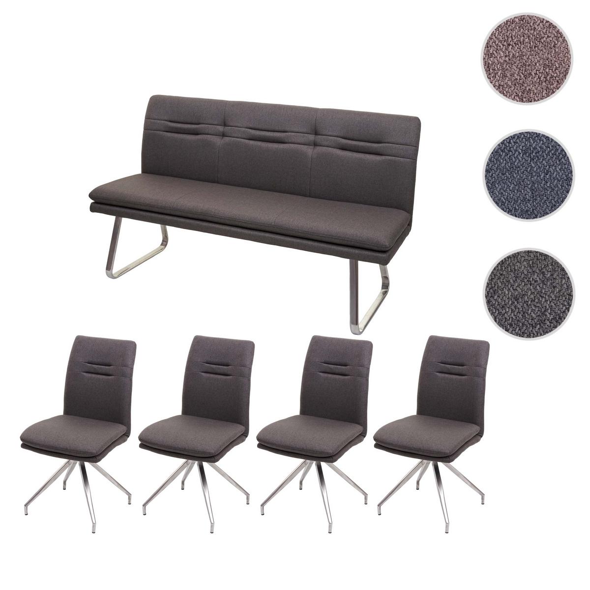 ESSZIMMER-SET Grau, Braun 5er-Set - Braun/Grau, Textil (160/90/60cm) - MCW